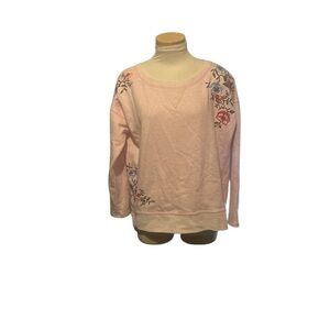 Sundance Pink Floral Embroidered Sweatshirt Size Medium
